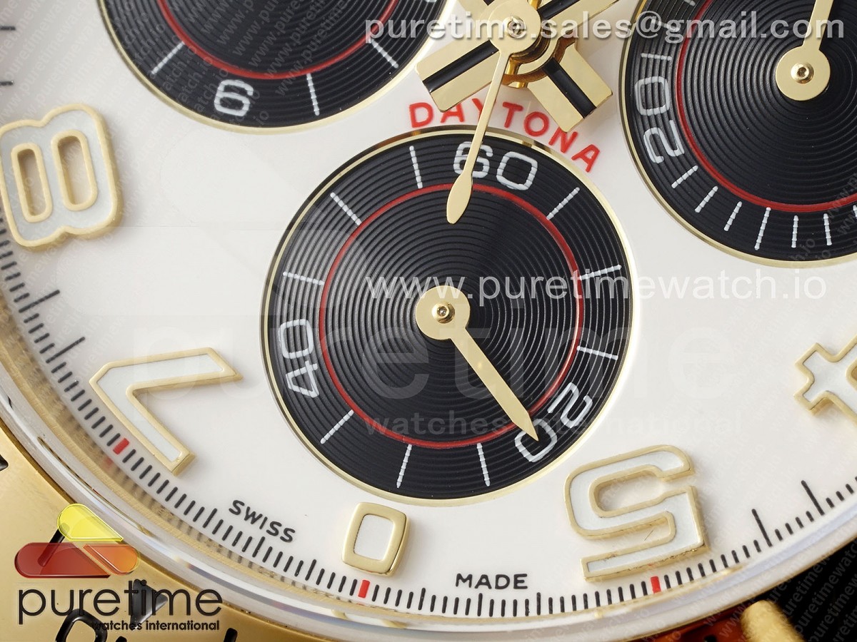 Daytona 116508 QF White/Black Numeral Dial on YG Bracelet SH4130 V3 (Gain Weight)