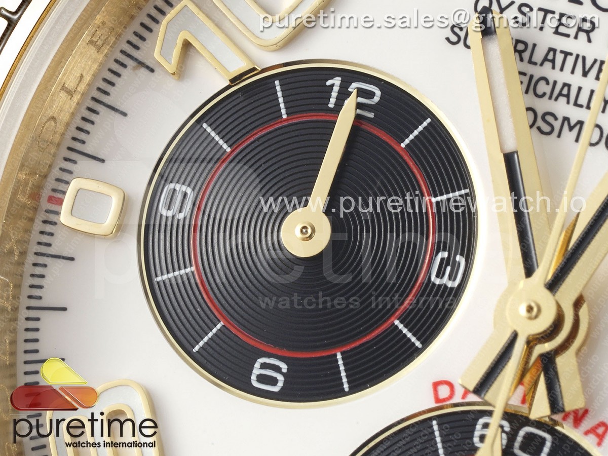 Daytona 116508 QF White/Black Numeral Dial on YG Bracelet SH4130 V3 (Gain Weight)