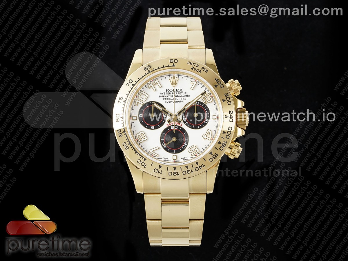 Daytona 116508 QF White/Black Numeral Dial on YG Bracelet SH4130 V3 (Gain Weight)