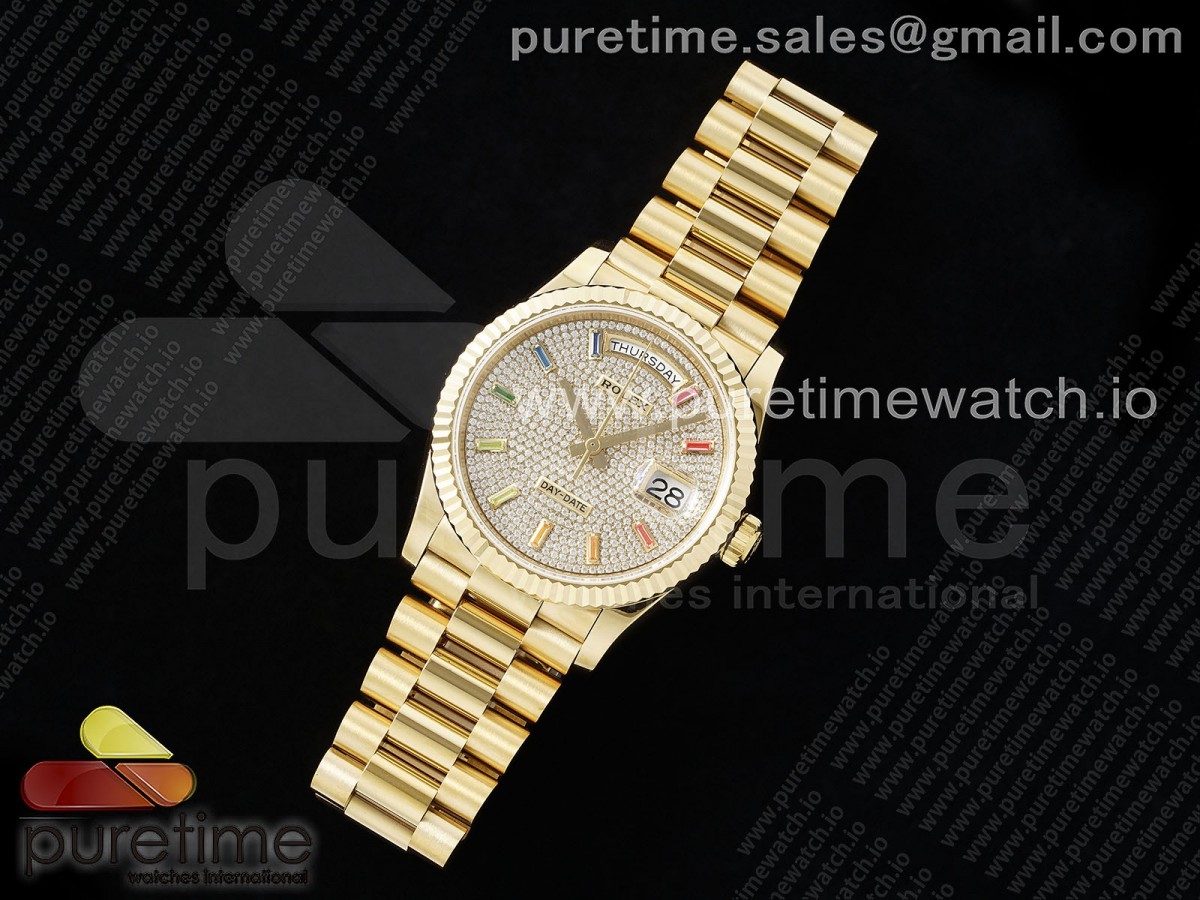 Day Date 36 YG TWSF Diamonds Dial on YG Bracelet A2836