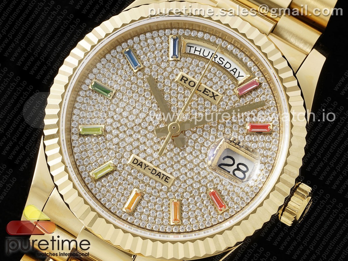 Day Date 36 YG TWSF Diamonds Dial on YG Bracelet A2836