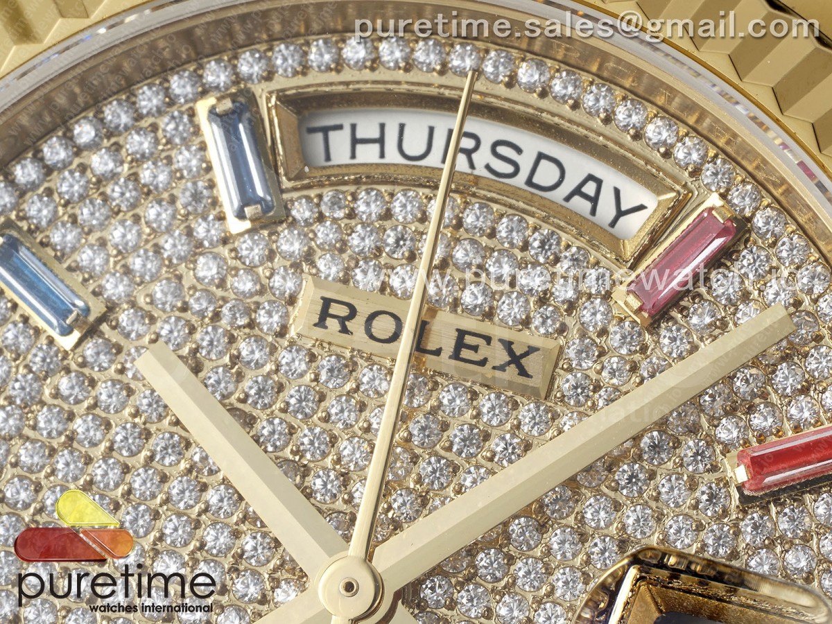 Day Date 36 YG TWSF Diamonds Dial on YG Bracelet A2836