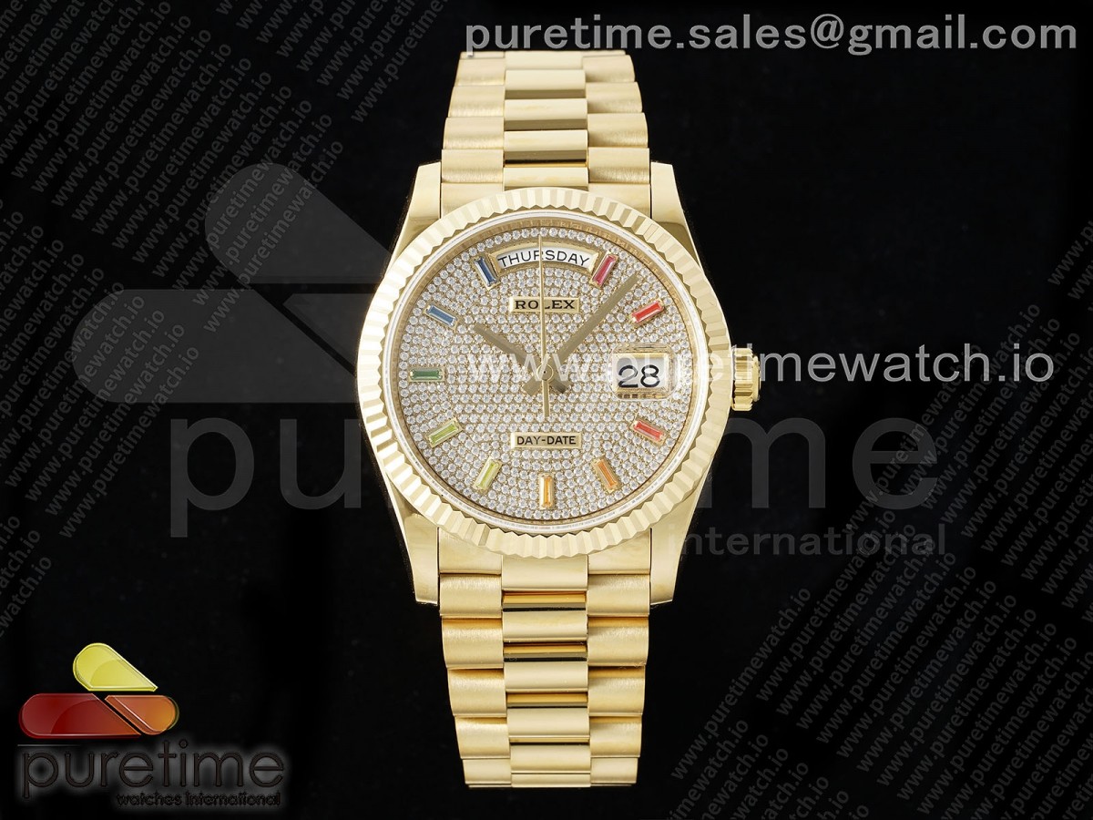 Day Date 36 YG TWSF Diamonds Dial on YG Bracelet A2836