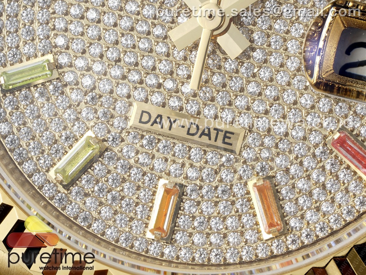 Day Date 36 YG TWSF Diamonds Dial on YG Bracelet A2836