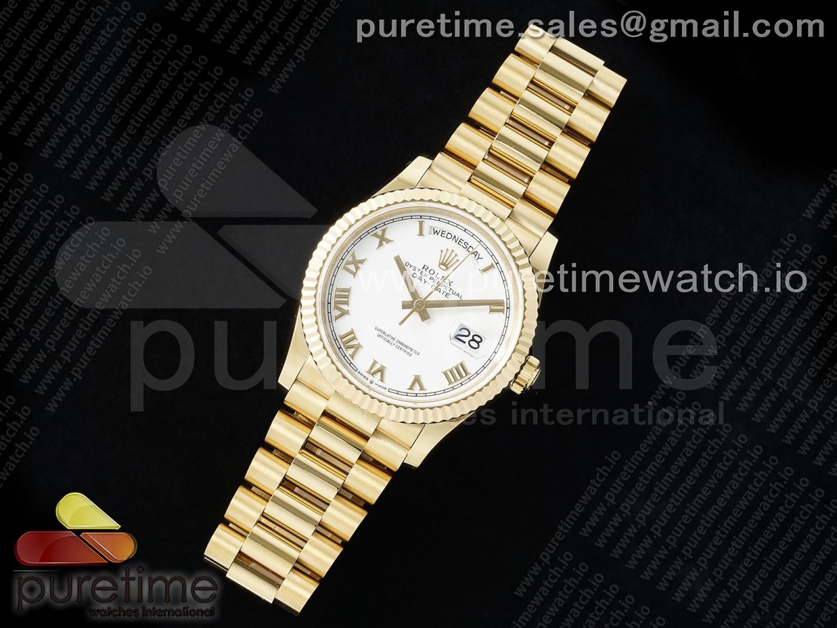 Day Date 36 YG TWSF White Roman Dial on YG Bracelet A2836