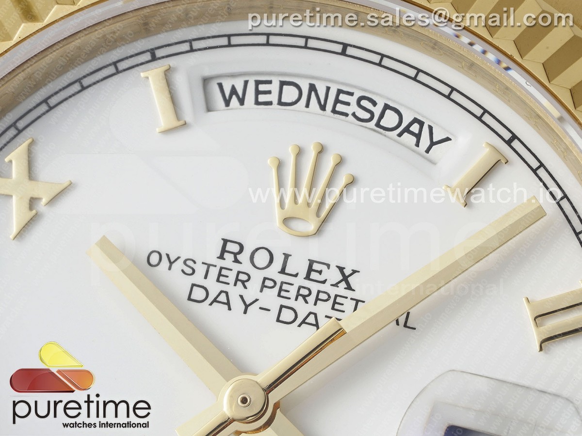 Day Date 36 YG TWSF White Roman Dial on YG Bracelet A2836