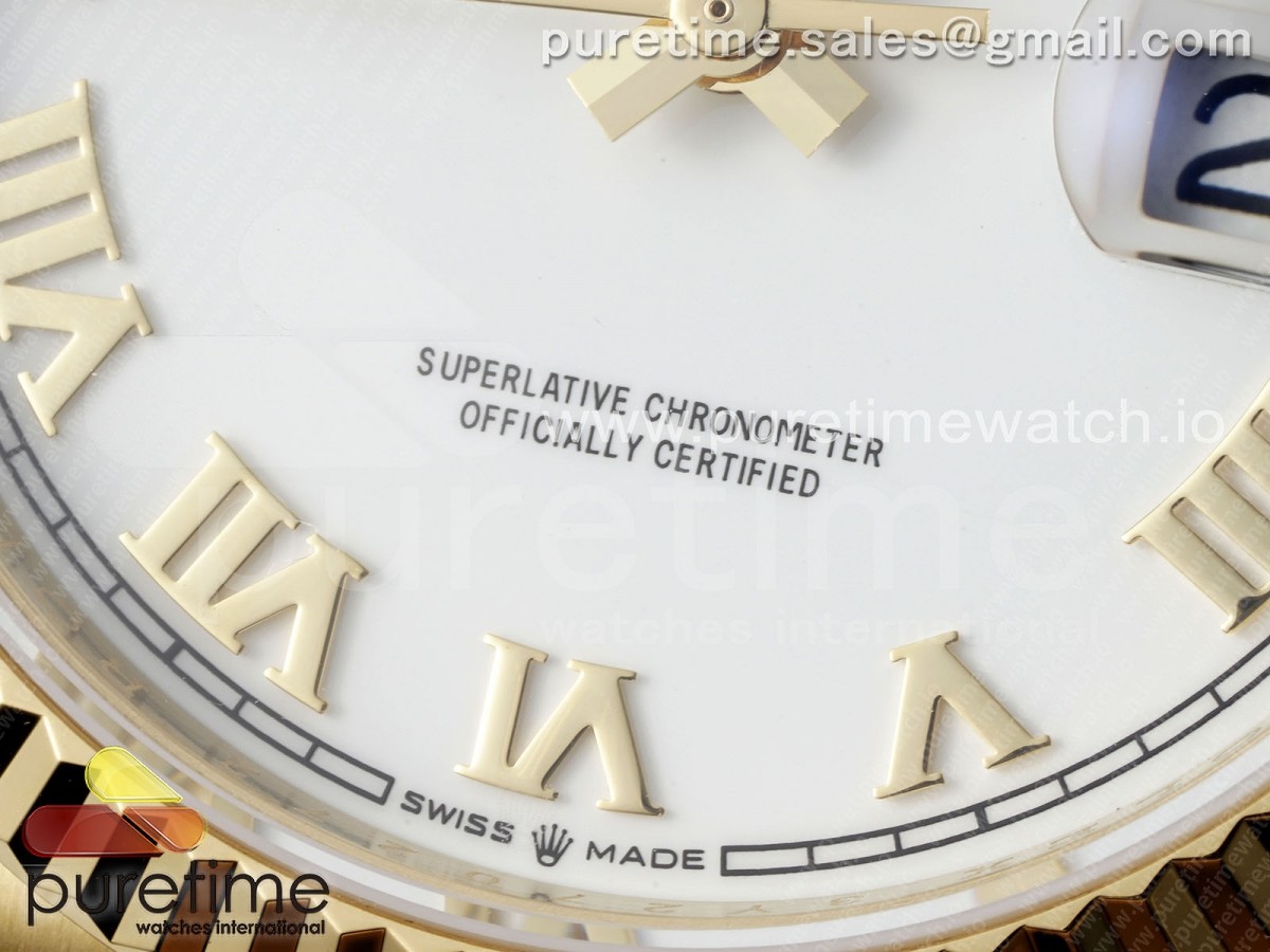 Day Date 36 YG TWSF White Roman Dial on YG Bracelet A2836