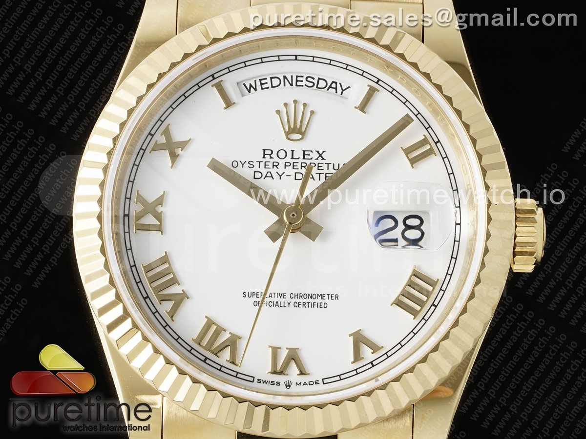 Day Date 36 YG TWSF White Roman Dial on YG Bracelet A2836