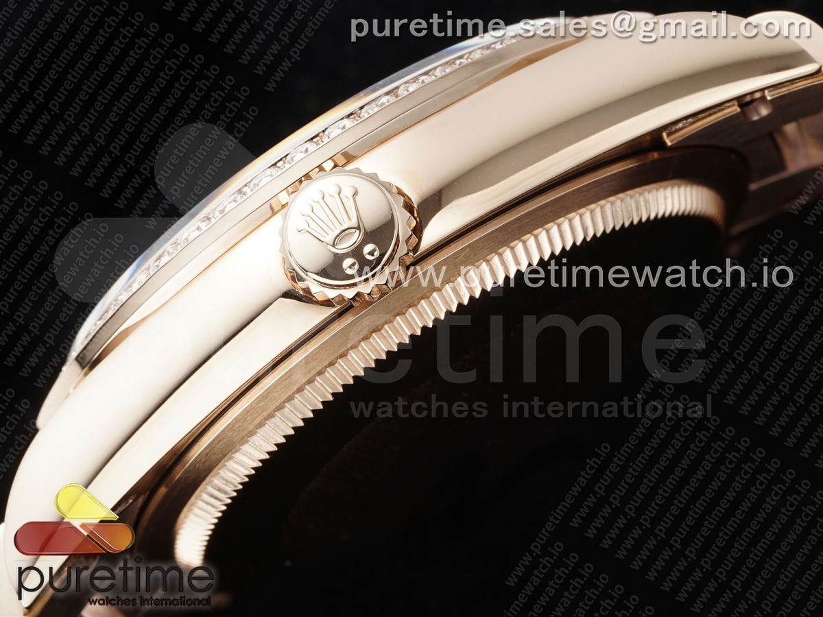 Day Date 36 RG TWSF Green Roman Diamonds Dial Diamonds Bezel on RG Bracelet A2836
