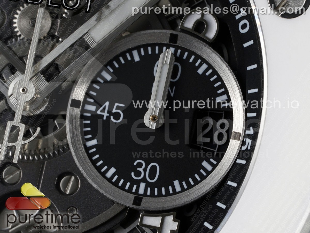 Big Bang Unico 42mm White Ceramic BBF Skeleton Dial on White Rubber Strap A1280 V2
