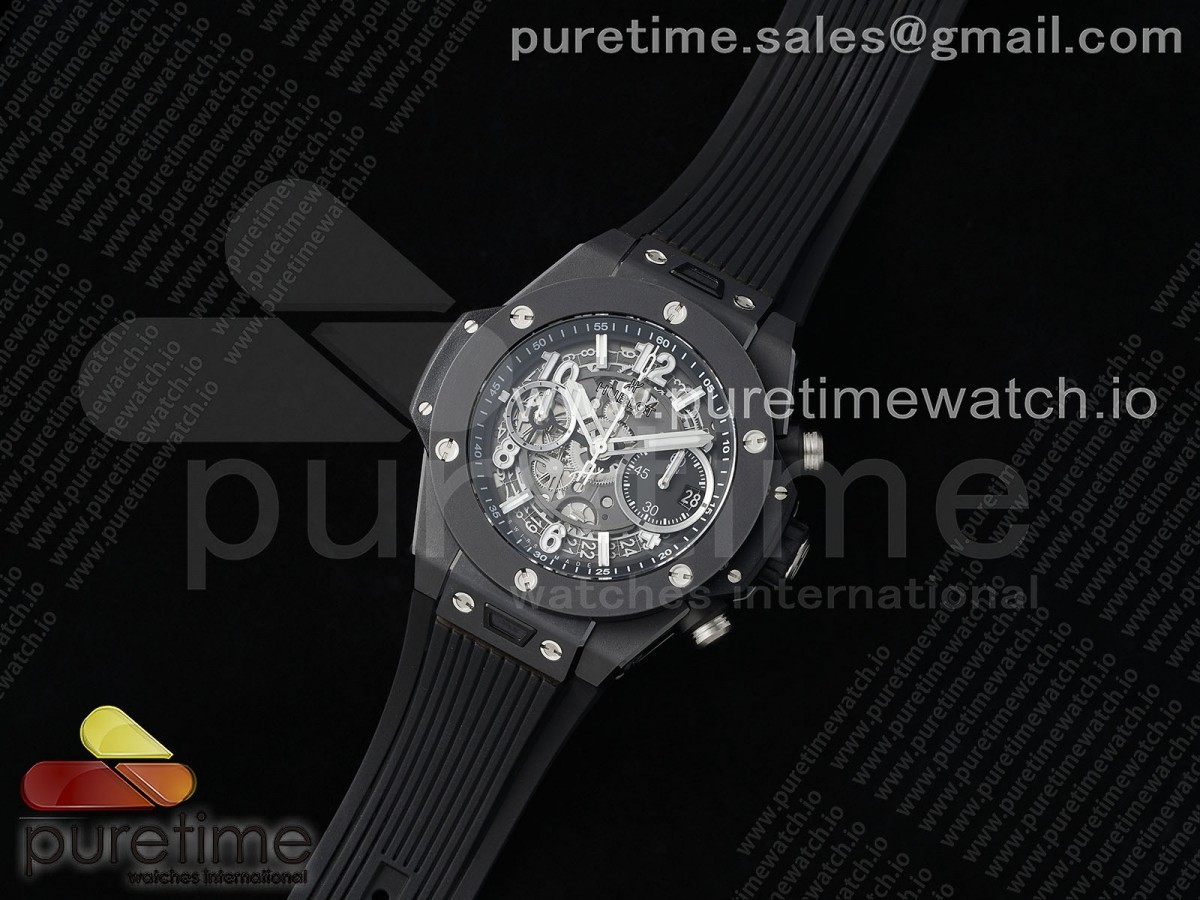 Big Bang Unico 42mm Black Ceramic BBF Skeleton Dial on Black Rubber Strap A1280 V2