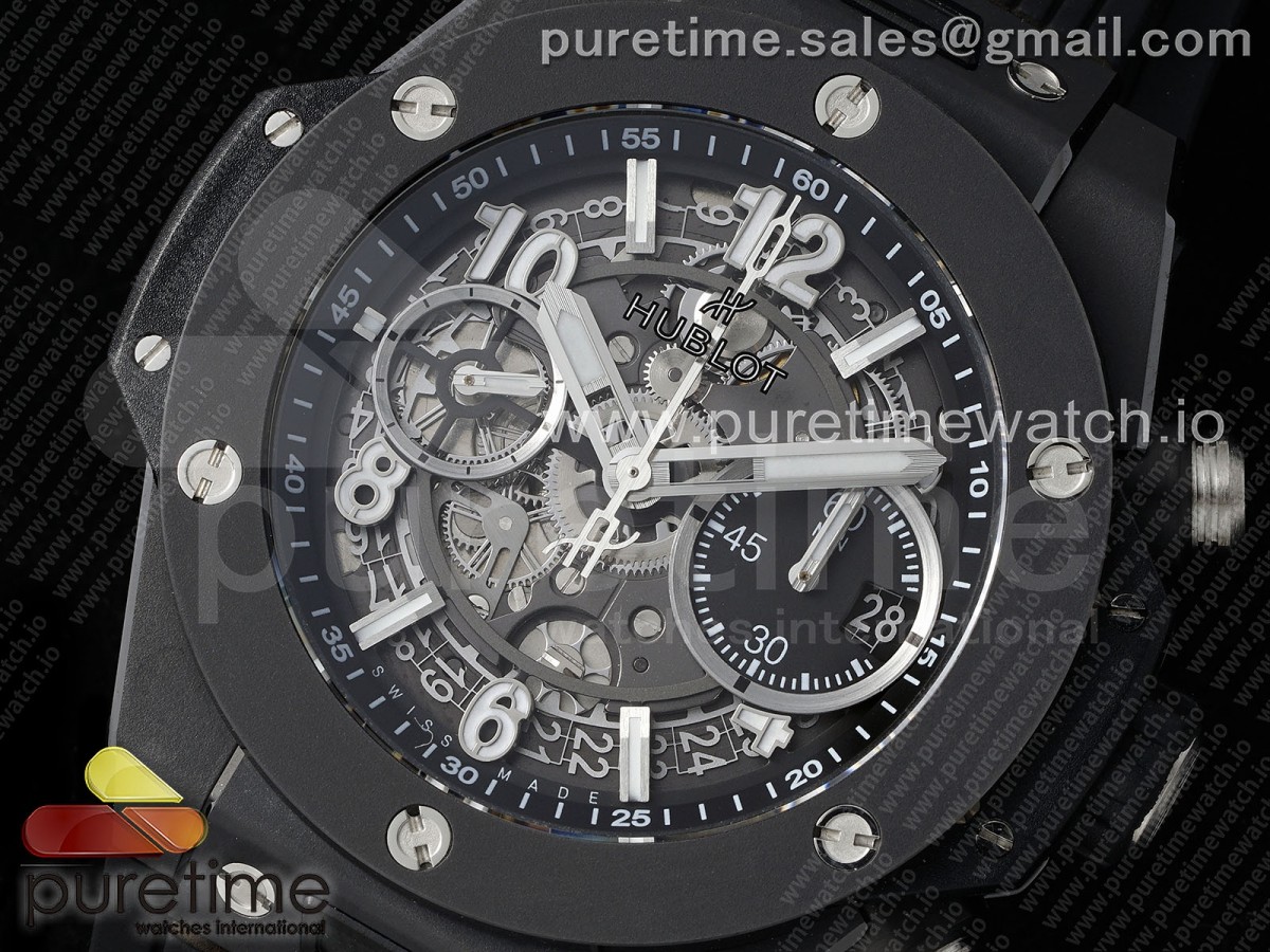 Big Bang Unico 42mm Black Ceramic BBF Skeleton Dial on Black Rubber Strap A1280 V2