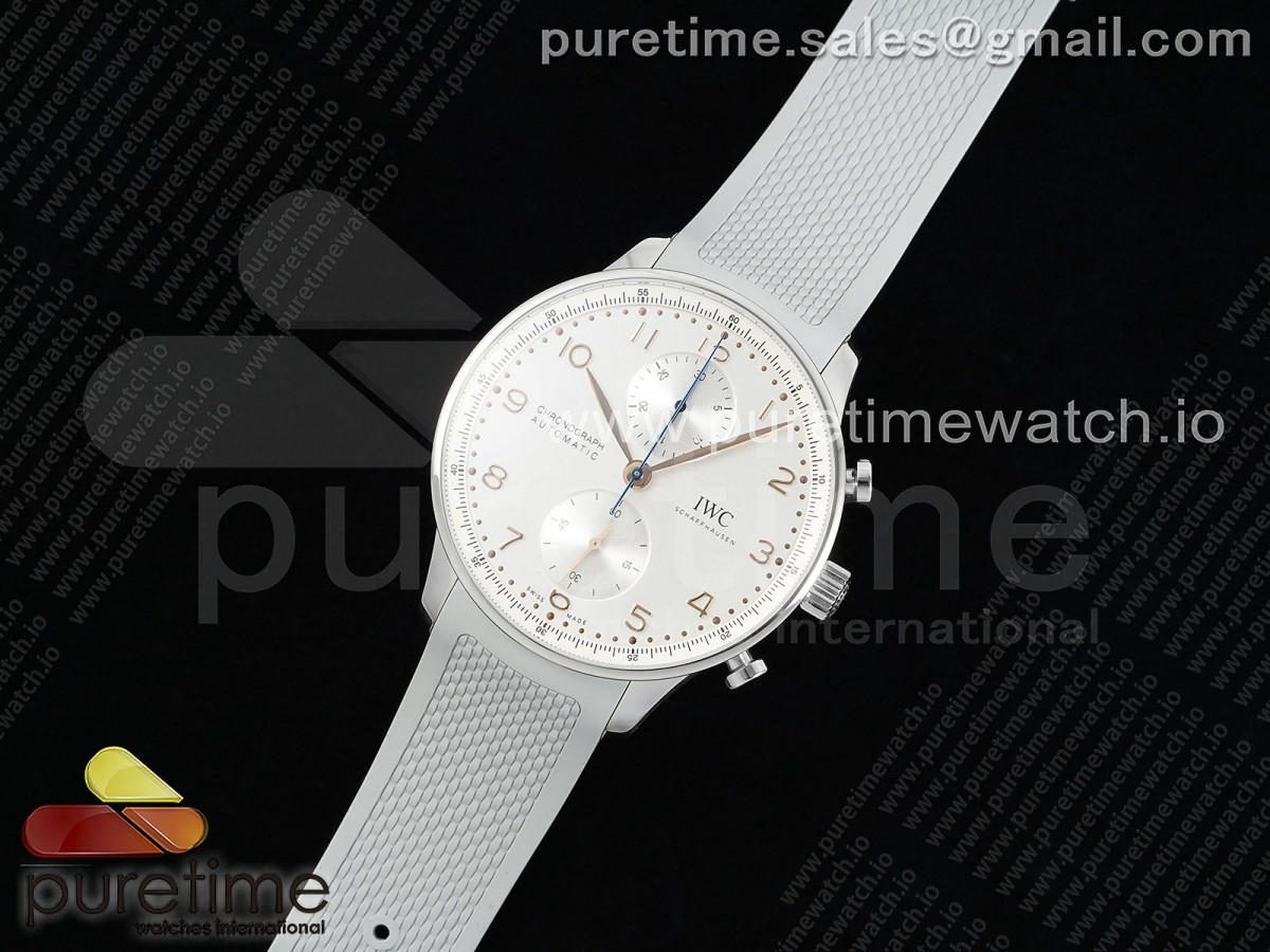 Portuguese Chrono IW3716 Z+F White Dial on Gray Rubber Strap A69355