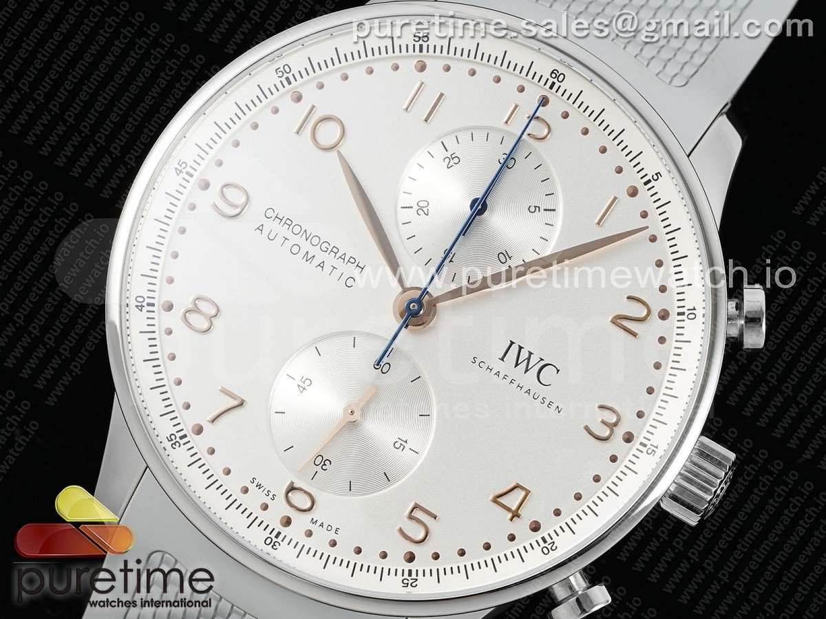 Portuguese Chrono IW3716 Z+F White Dial on Gray Rubber Strap A69355