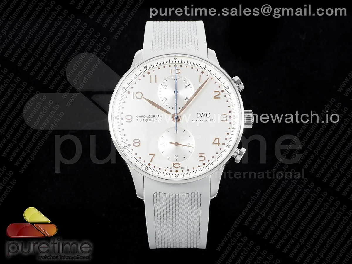 Portuguese Chrono IW3716 Z+F White Dial on Gray Rubber Strap A69355