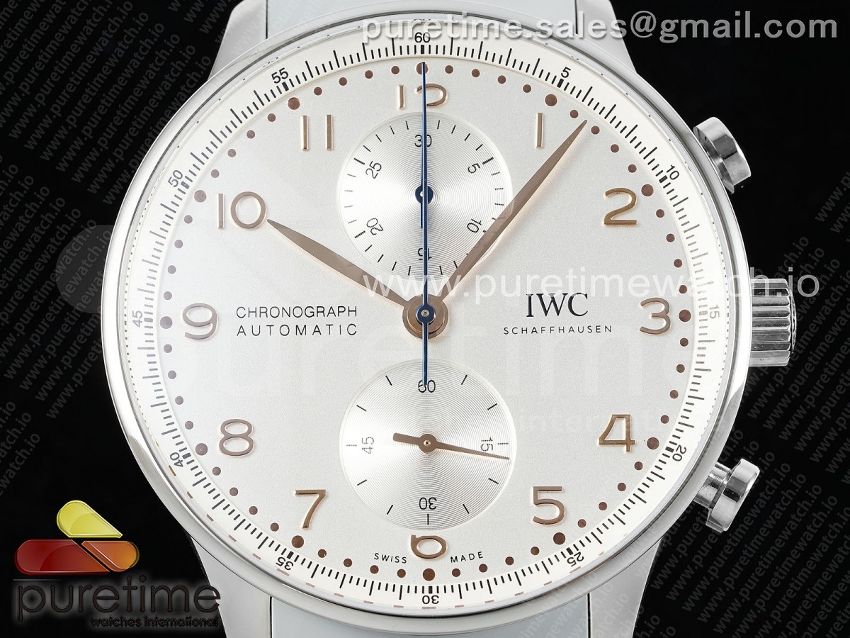Portuguese Chrono IW3716 Z+F White Dial on Gray Rubber Strap A69355