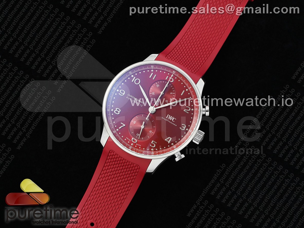Portuguese Chrono IW3716 Z+F Red Dial on Red Rubber Strap A69355