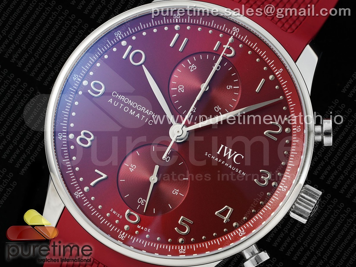 Portuguese Chrono IW3716 Z+F Red Dial on Red Rubber Strap A69355