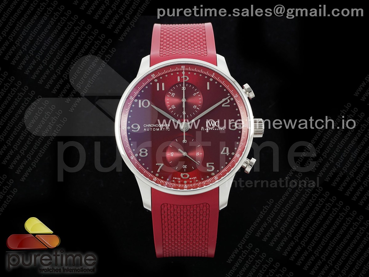 Portuguese Chrono IW3716 Z+F Red Dial on Red Rubber Strap A69355