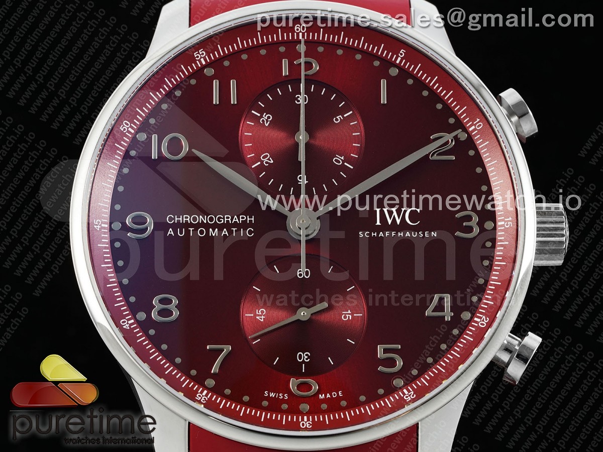Portuguese Chrono IW3716 Z+F Red Dial on Red Rubber Strap A69355