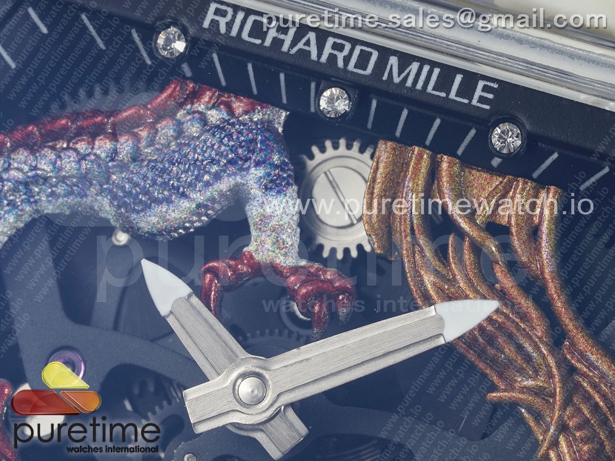 RM57 Transparent Tourbillon RMF Red Dragon Eagle Dial on Transparent Rubber Strap