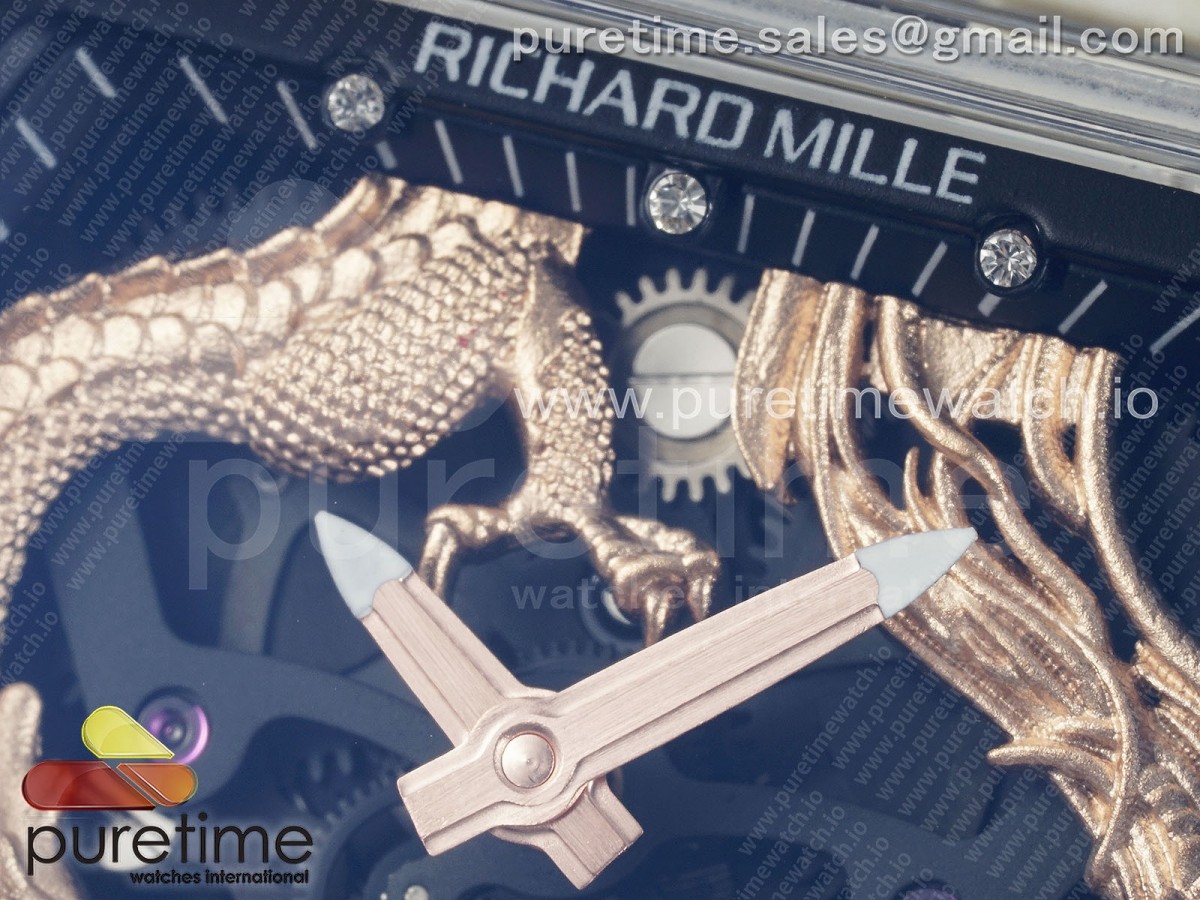 RM57 Transparent Tourbillon RMF Gold Dragon Eagle Dial on Transparent Rubber Strap