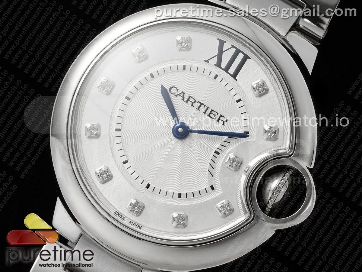 Ballon Bleu 33mm SS AF White Diamonds Dial on SS Bracelet Ronda Quartz