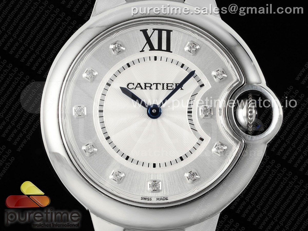 Ballon Bleu 33mm SS AF White Diamonds Dial on SS Bracelet Ronda Quartz