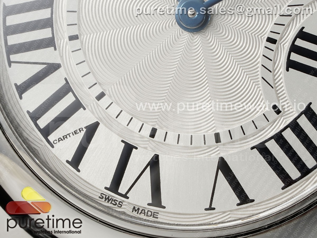 Ballon Bleu 33mm SS AF White Textured Dial on Black Leather Strap Ronda Quartz