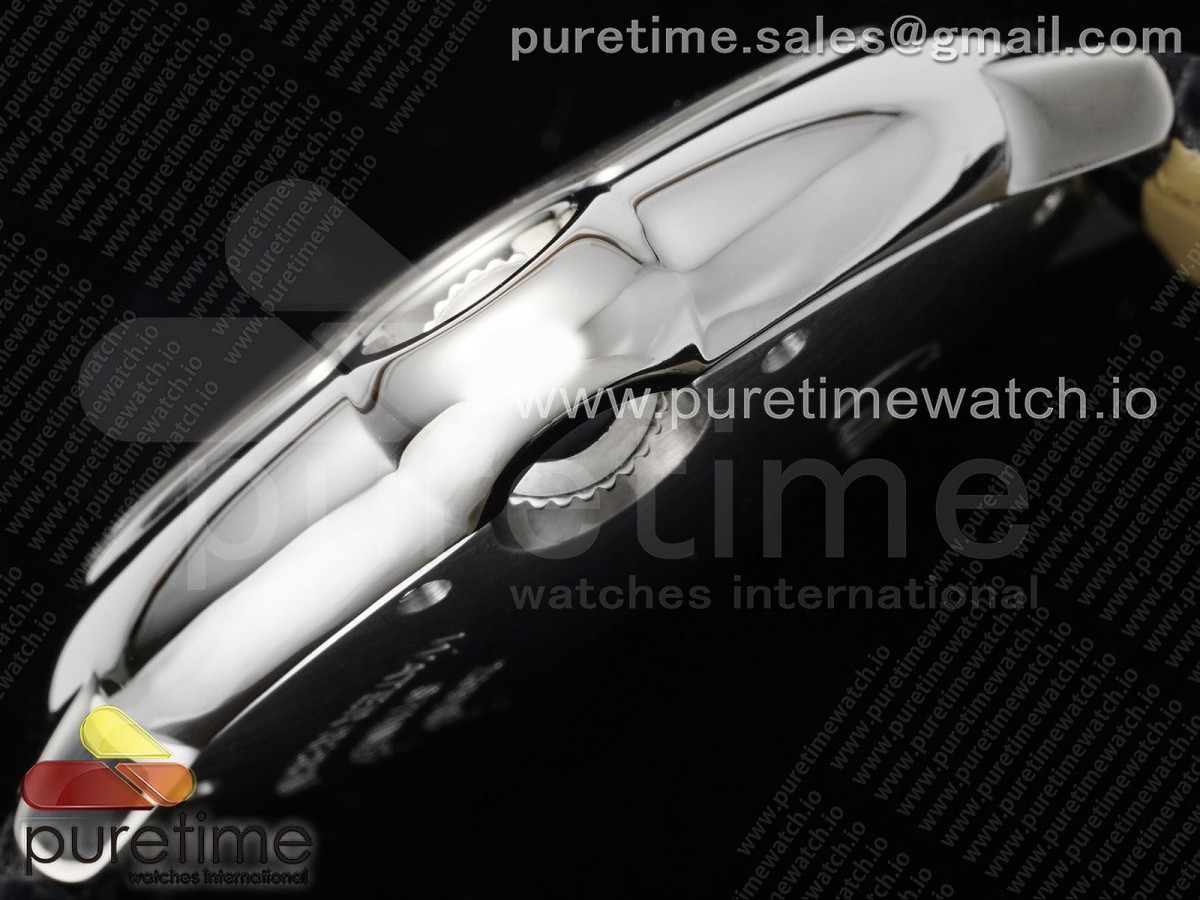 Ballon Bleu 33mm SS AF White Textured Dial on Black Leather Strap Ronda Quartz