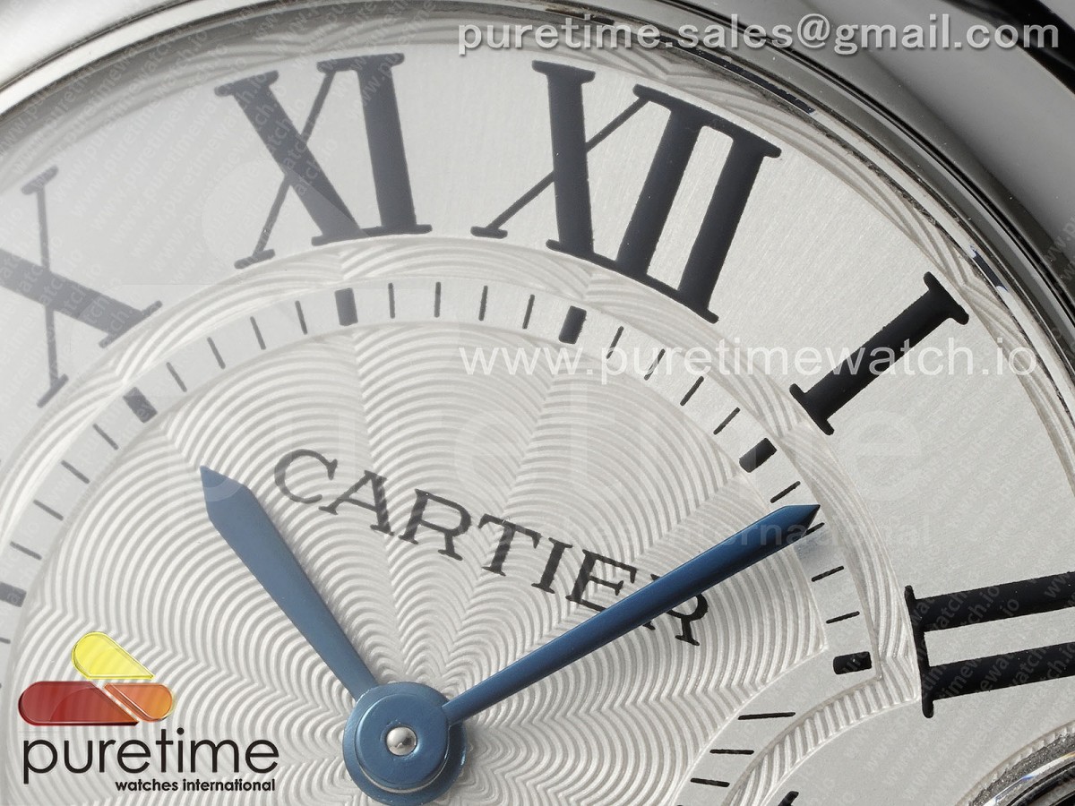 Ballon Bleu 33mm SS AF White Textured Dial on White Leather Strap Ronda Quartz