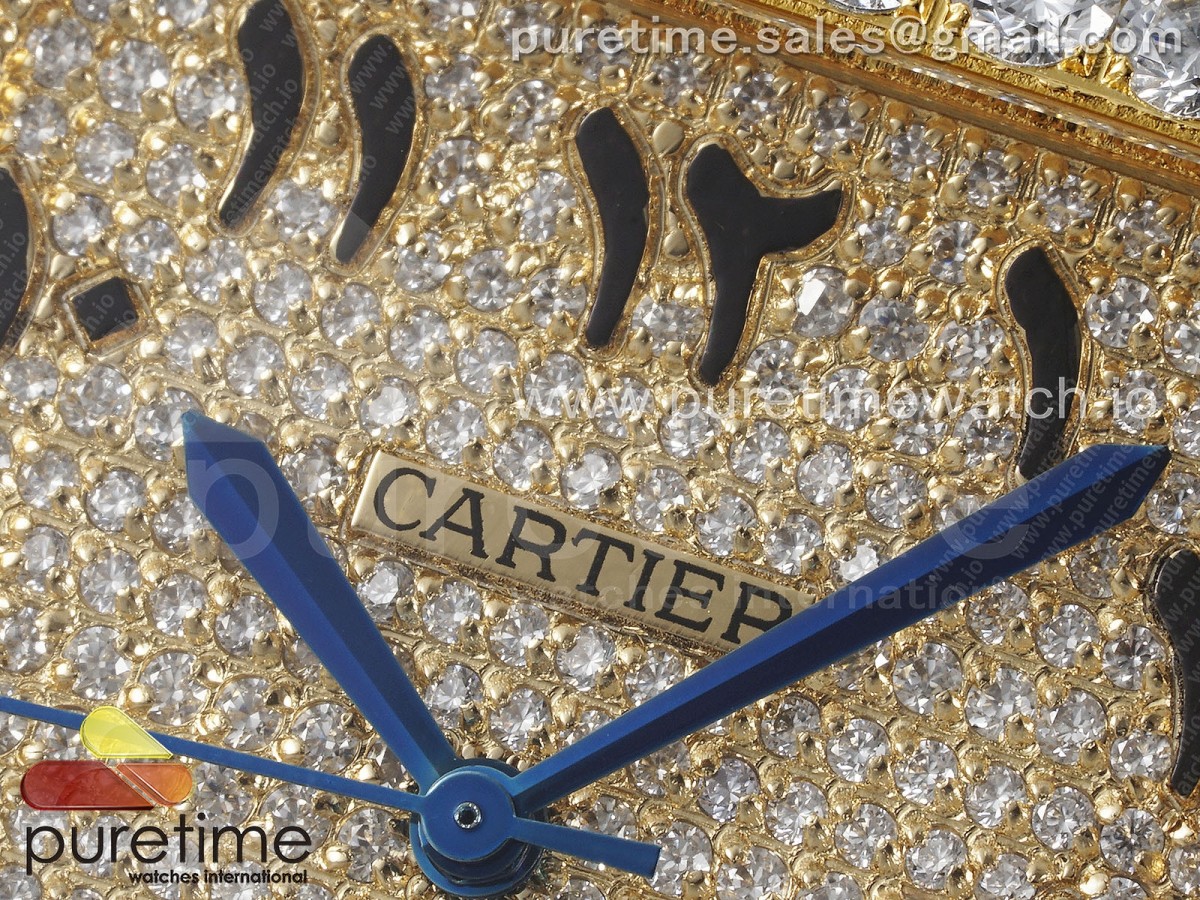 Santos 40mm Full Diamonds SS/YG TWF Diamonds YG Arabic Dial on Bracelet MIYOTA 9015