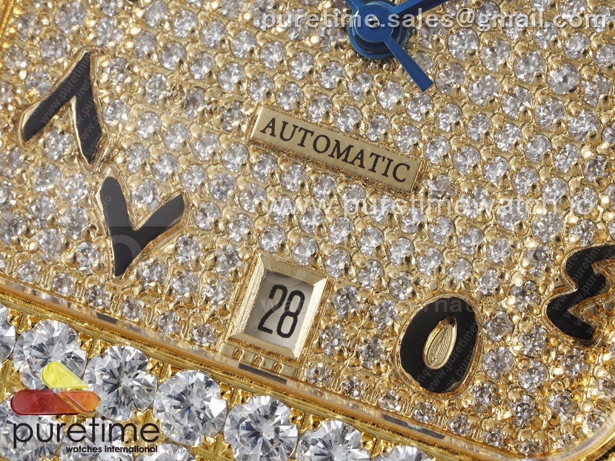 Santos 40mm Full Diamonds SS/YG TWF Diamonds YG Arabic Dial on Bracelet MIYOTA 9015