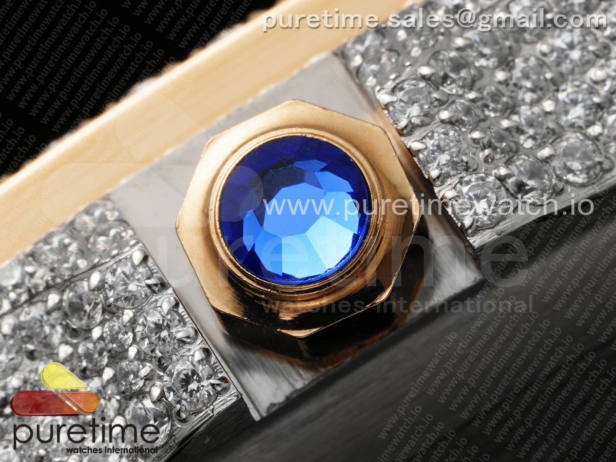 Santos 40mm Full Diamonds SS/RG TWF RG Diamonds Colorful Roman Dial on Bracelet MIYOTA 9015
