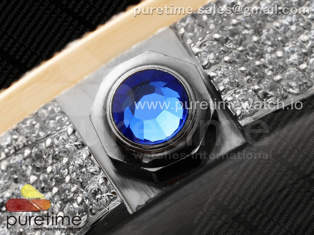 Santos 40mm Full Diamonds SS/RG TWF SS Diamonds Arabic Dial on Bracelet MIYOTA 9015
