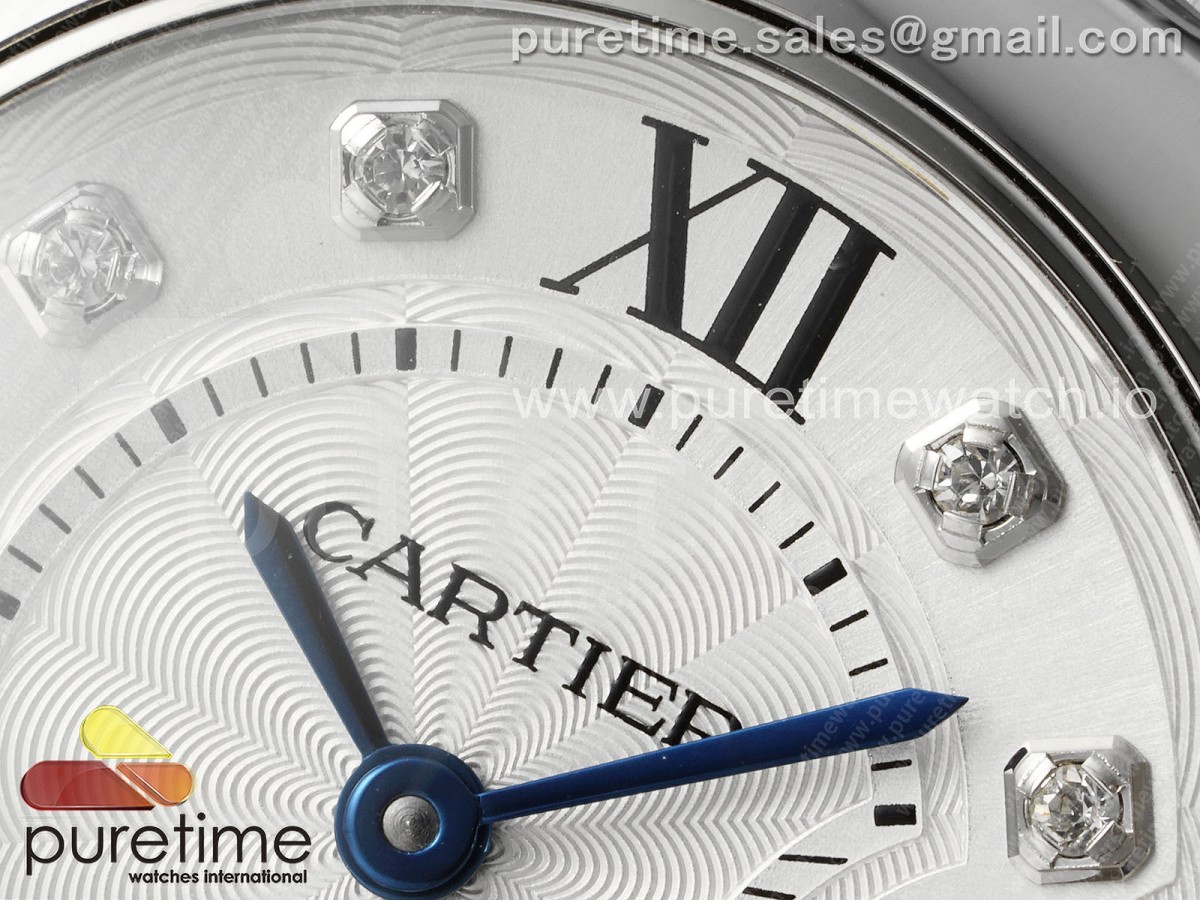 Ballon Bleu Ladies 28mm SS AF White Diamonds Dial on Black Leather Strap Ronda Quartz