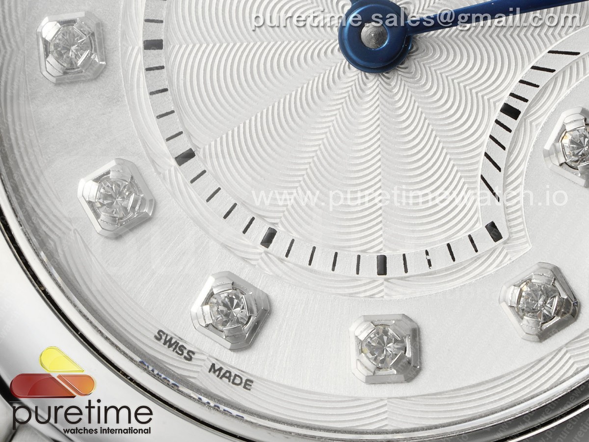 Ballon Bleu Ladies 28mm SS AF White Diamonds Dial on Black Leather Strap Ronda Quartz