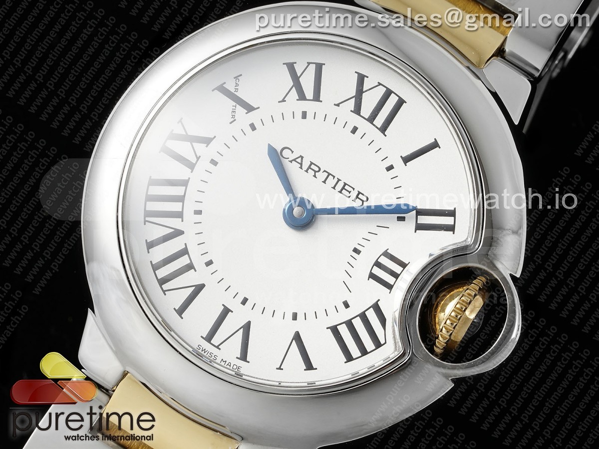 Ballon Bleu Ladies 28mm SS/YG AF White Dial Bezel on SS/YG Bracelet Ronda Quartz