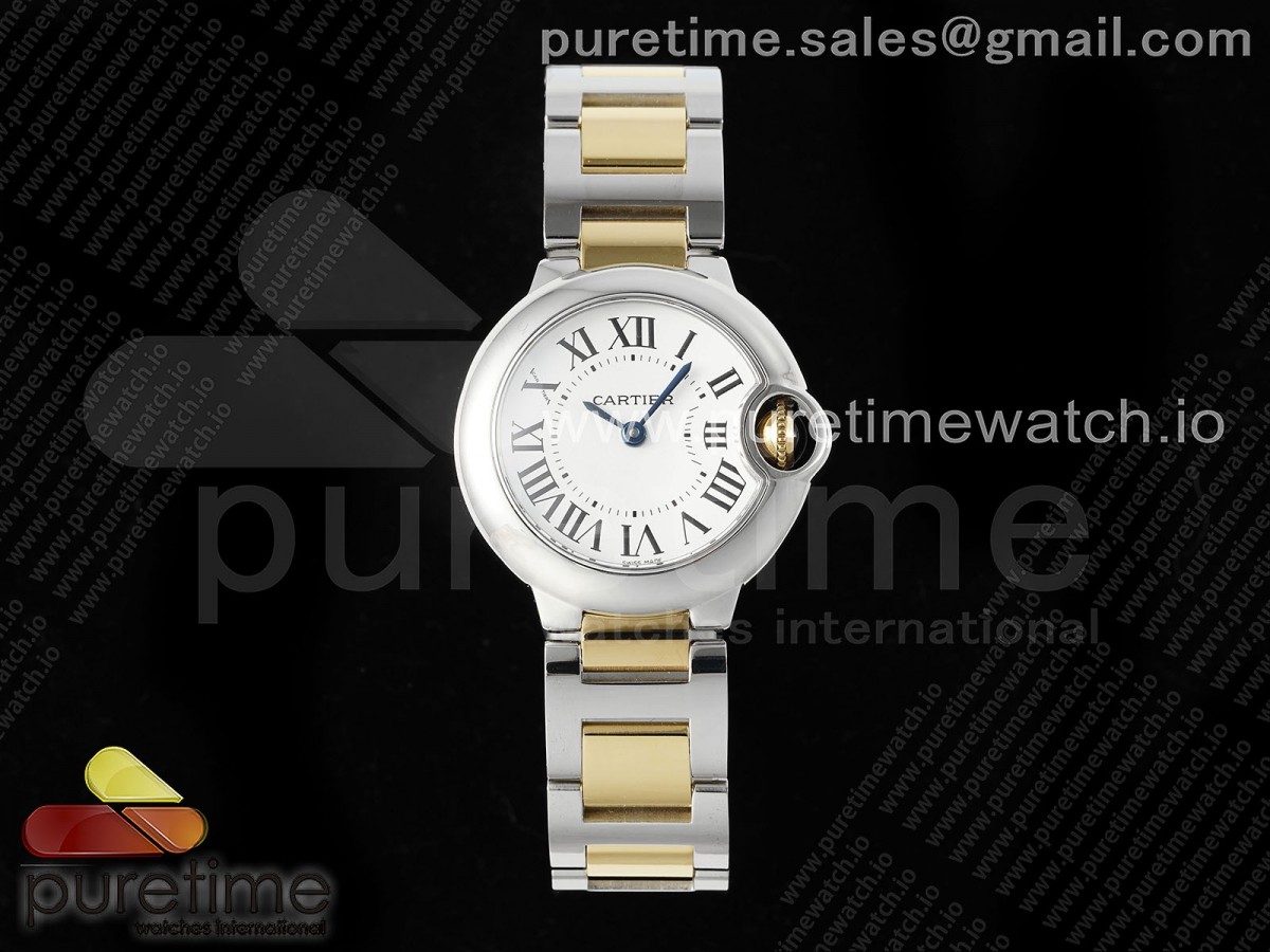 Ballon Bleu Ladies 28mm SS/YG AF White Dial Bezel on SS/YG Bracelet Ronda Quartz