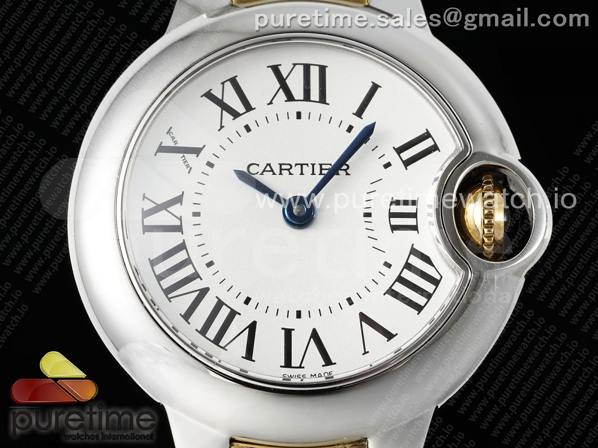 Ballon Bleu Ladies 28mm SS/YG AF White Dial Bezel on SS/YG Bracelet Ronda Quartz