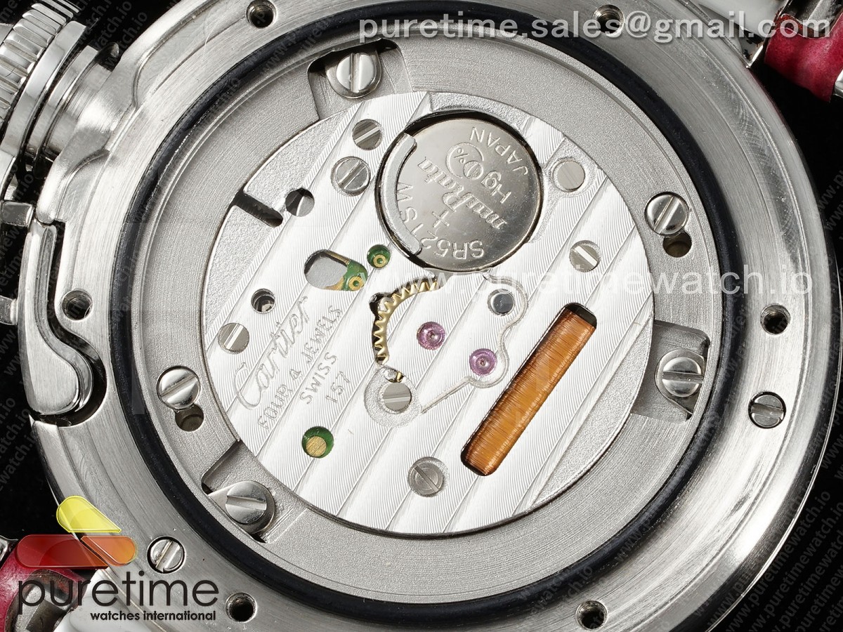Pasha 30mm SS AF White Textured Dial on Deep Pink Leather Strap Jaq Quartz