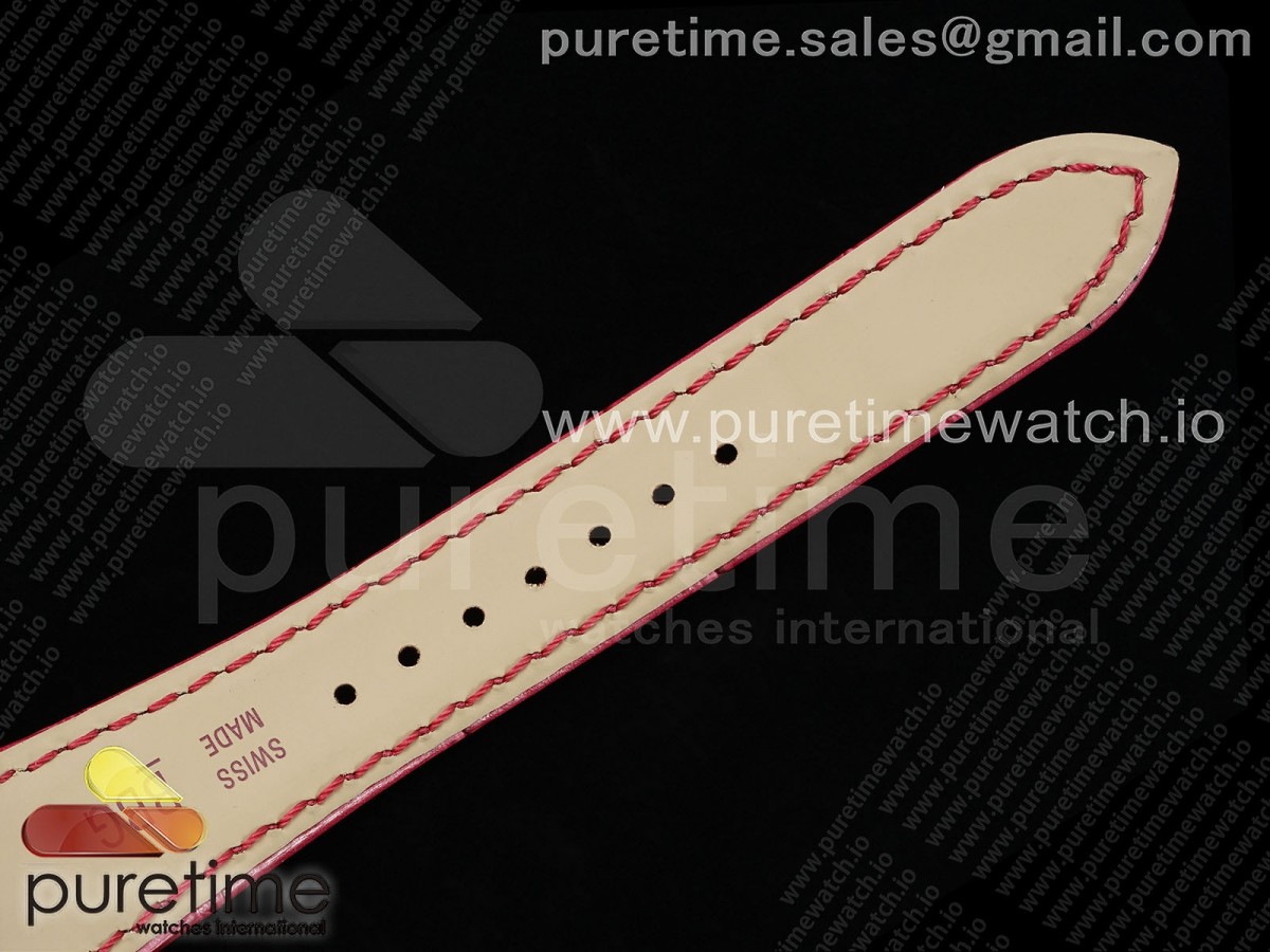 Pasha 30mm SS AF White Textured Dial on Deep Pink Leather Strap Jaq Quartz