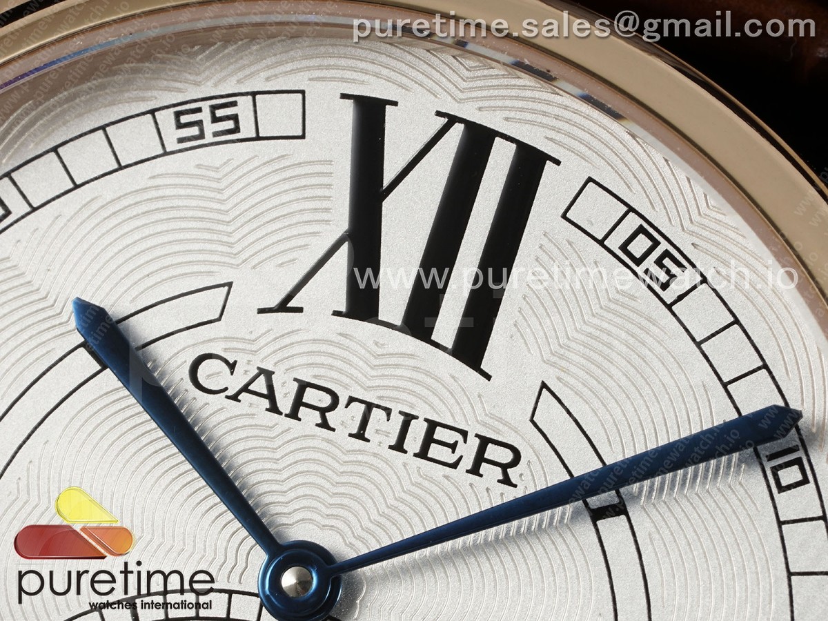 Rotonde de Cartier Flying Tourbillon RG RMS White Numeral Dial on Brown Leather Strap