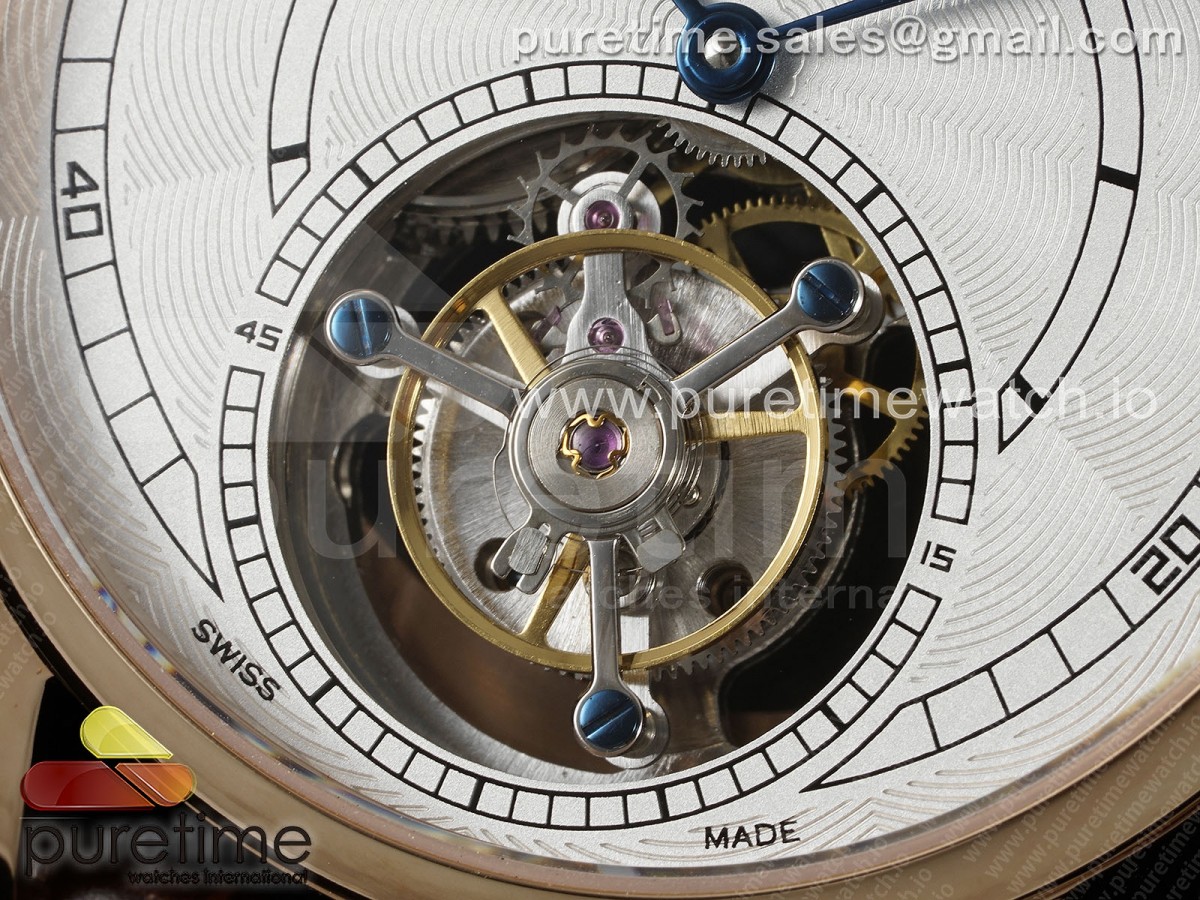 Rotonde de Cartier Flying Tourbillon RG RMS White Numeral Dial on Brown Leather Strap