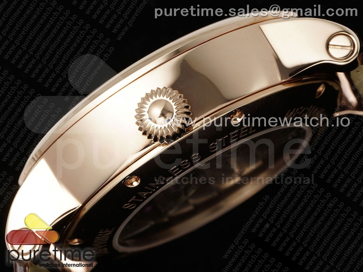 Rotonde de Cartier Flying Tourbillon RG RMS White Numeral Dial on Brown Leather Strap