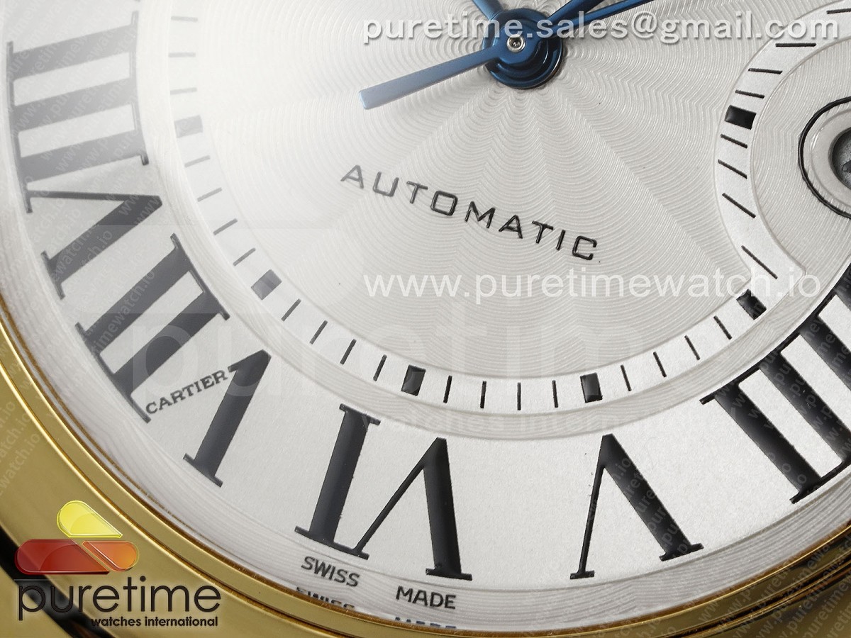 Ballon Bleu 42mm YG AF White Texture Dial on Brown Leather Strap A2824 V5