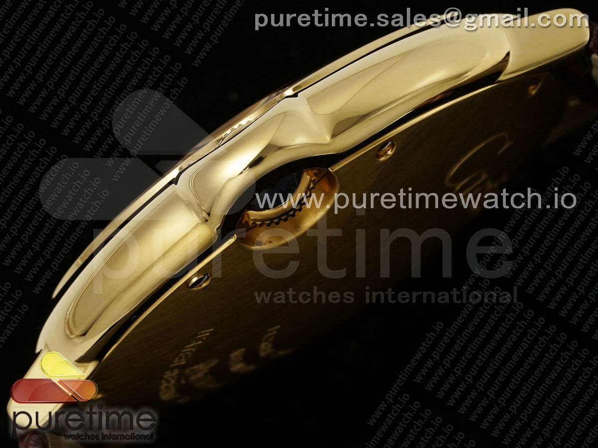 Ballon Bleu 42mm YG AF White Texture Dial on Brown Leather Strap A2824 V5