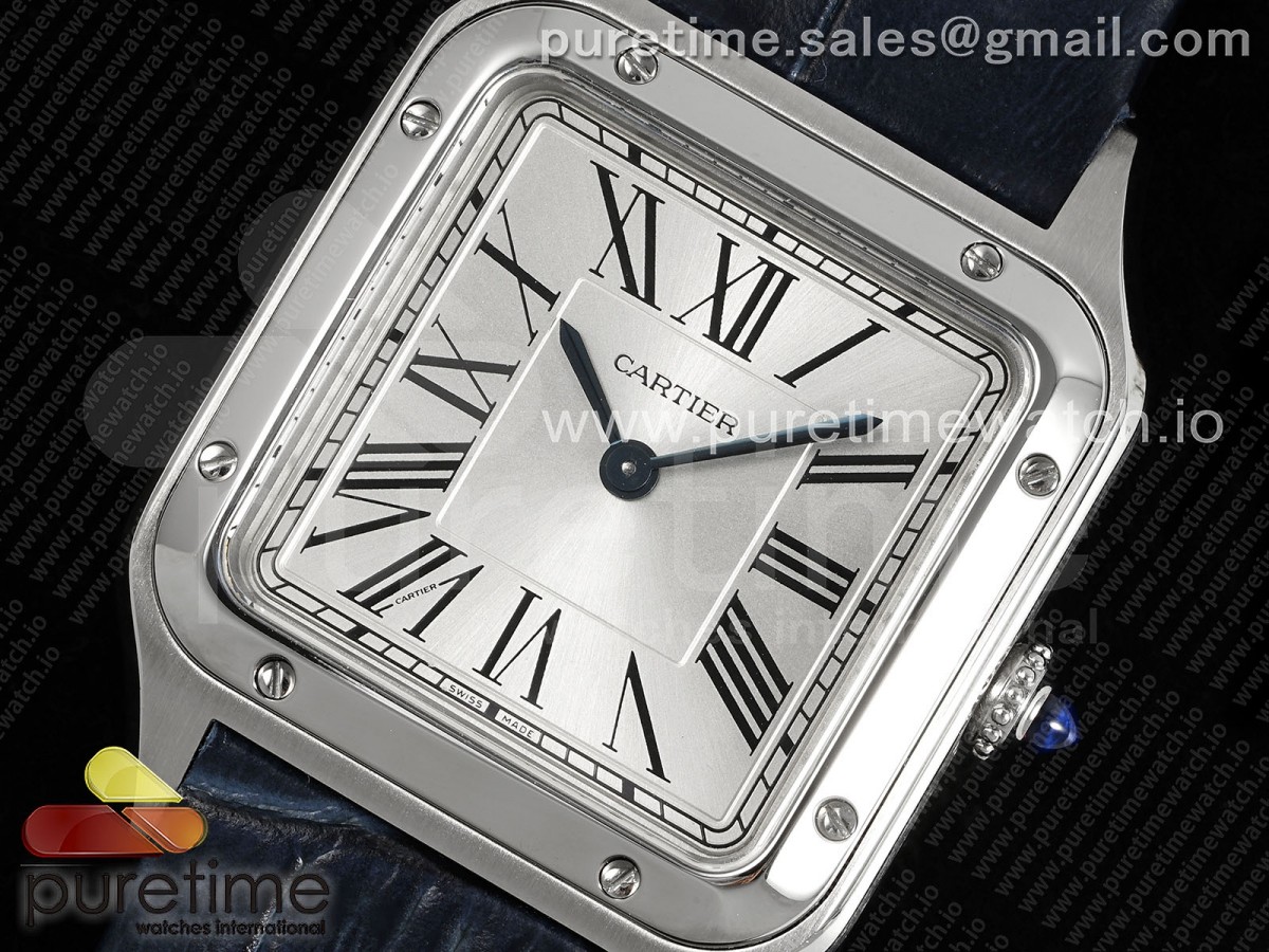 Santos Dumont 27.5mm AF Silver Dial on Blue Leather Strap Ronda Quartz