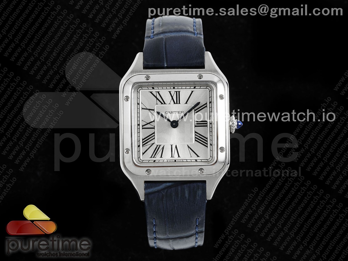 Santos Dumont 27.5mm AF Silver Dial on Blue Leather Strap Ronda Quartz