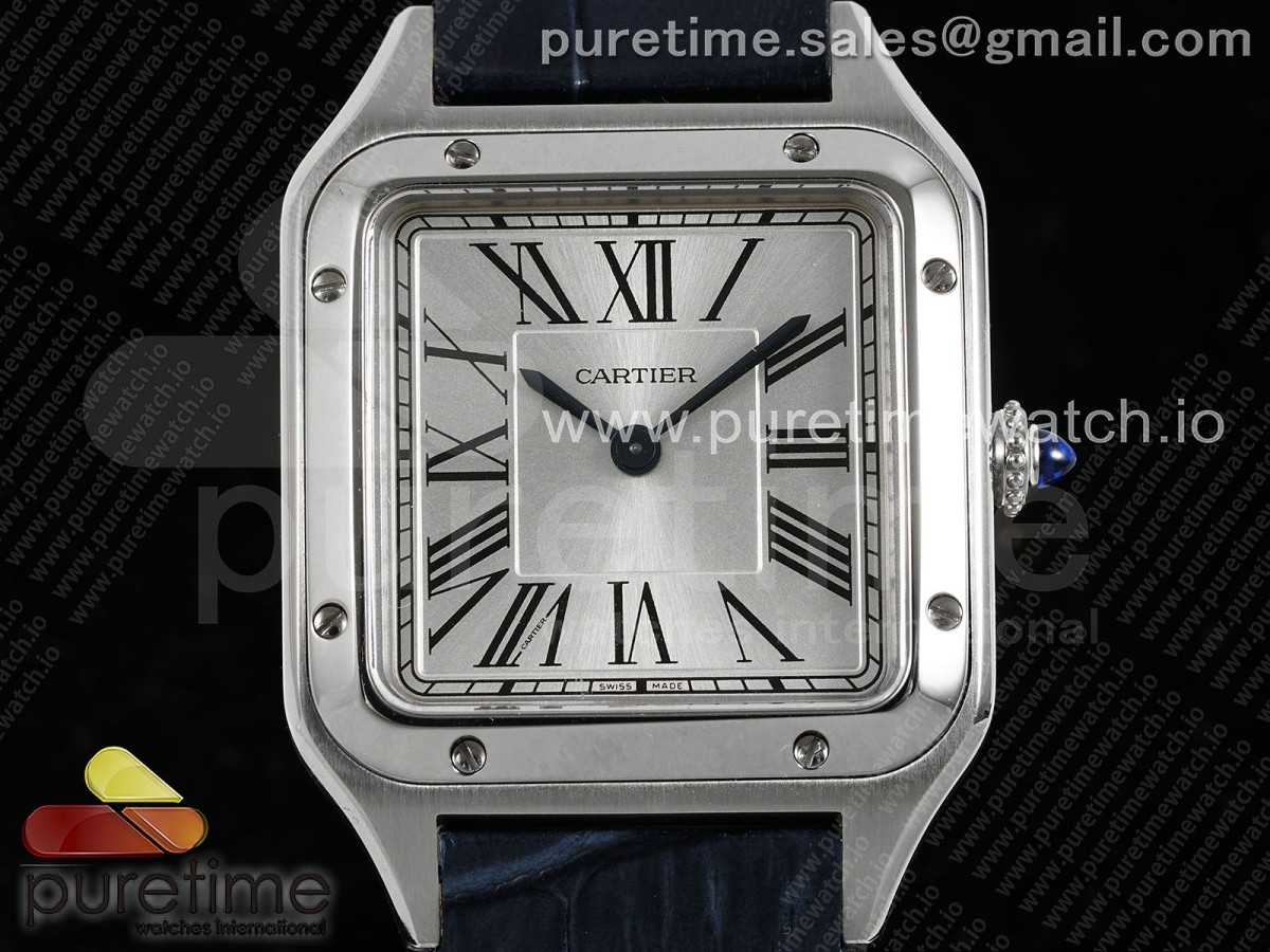 Santos Dumont 27.5mm AF Silver Dial on Blue Leather Strap Ronda Quartz